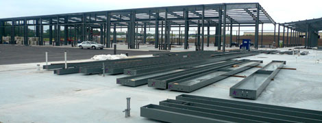 metal building metra park convention center during construction